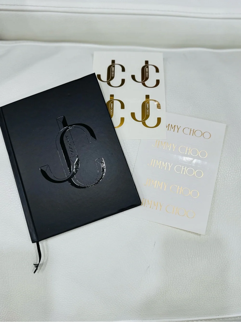 Jimmy Choo Black Notebook with Gold Logo Stickers